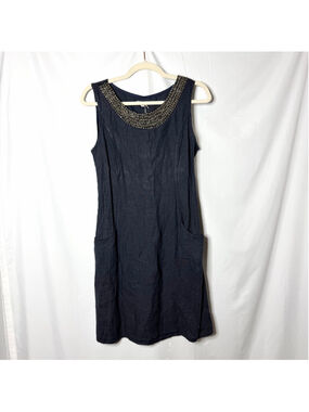 where to buy lina tomei dresses Lina Tomei Italy Dress S Gray Linen Embroidered Cotton Knit Side Panels  Shift